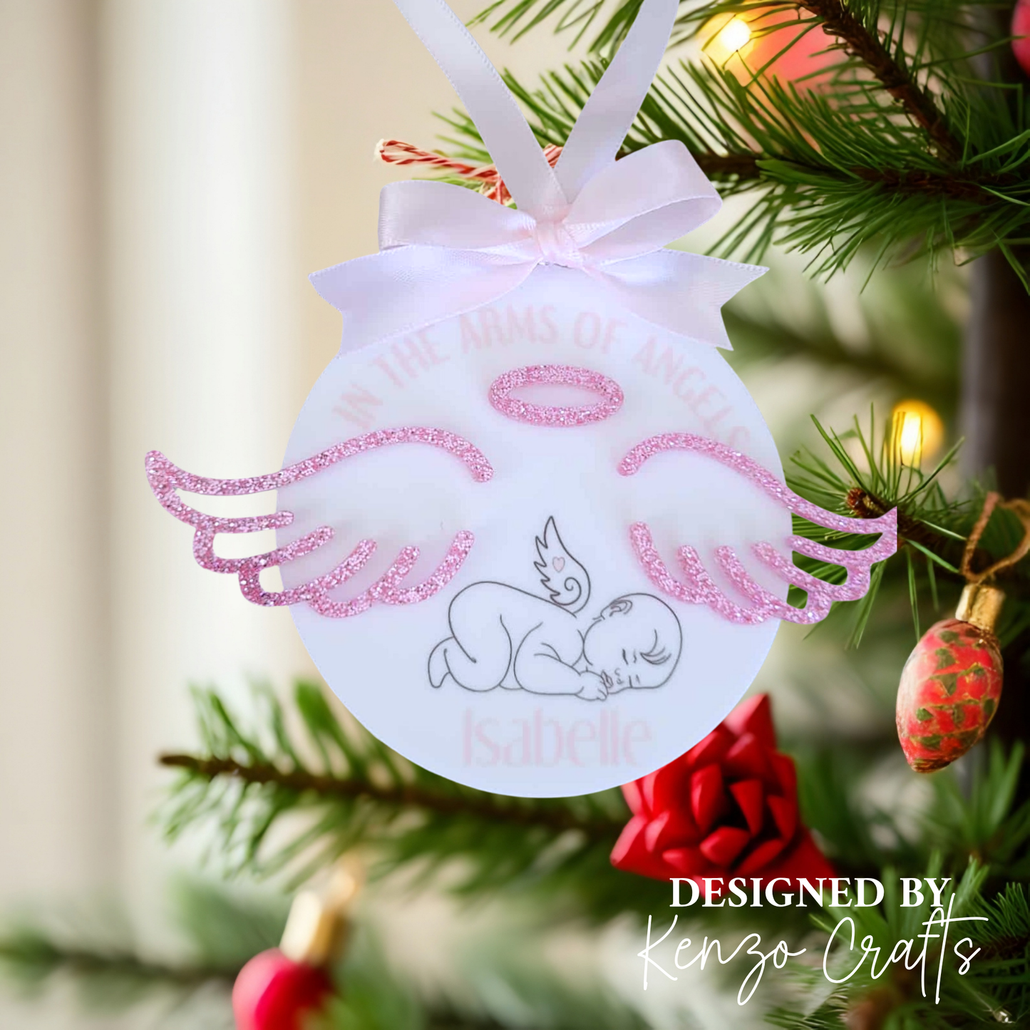 Personalised Baby Loss Memorial Hanging Decoration – Angel Wings Keepsake
