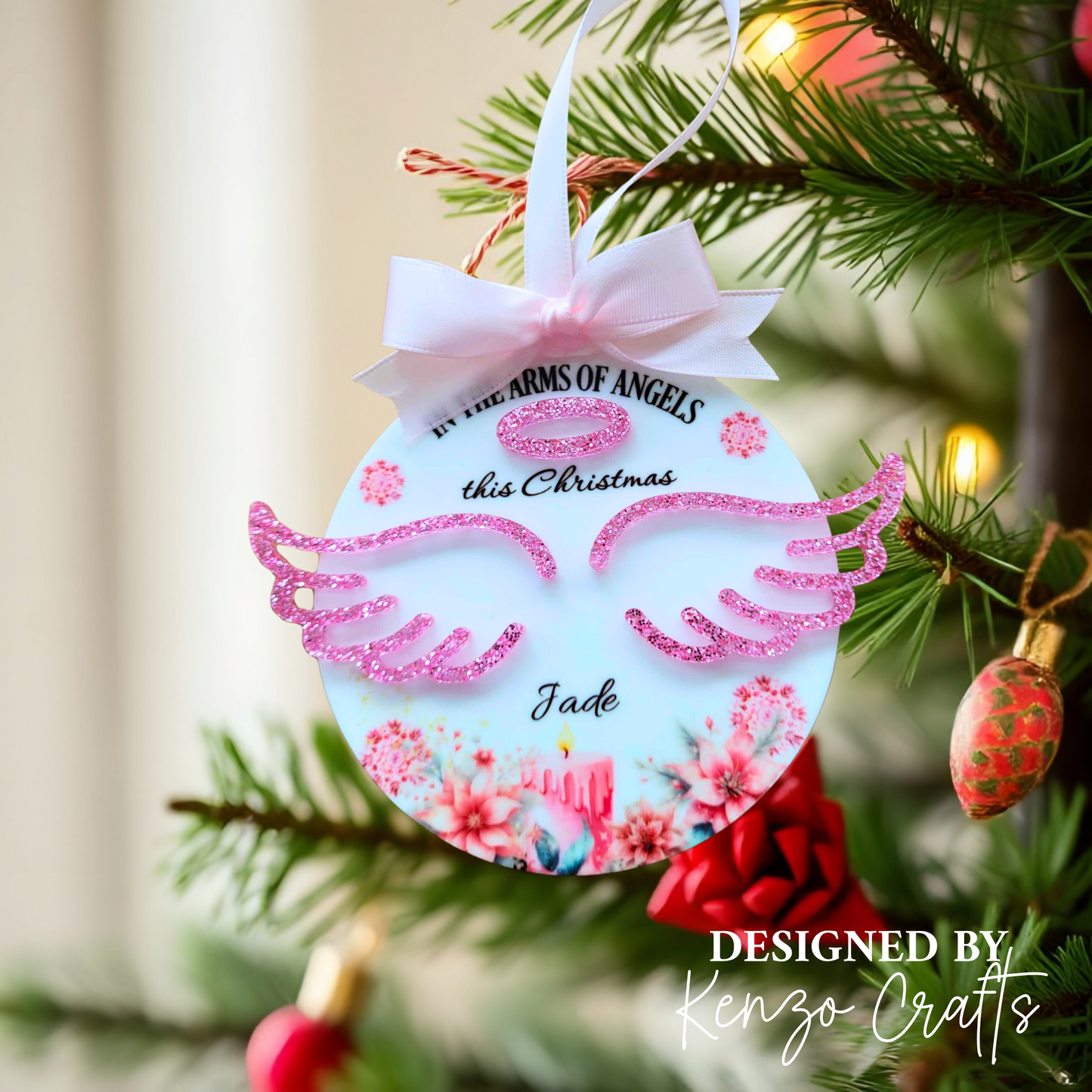 Personalised Memorial Hanging Decoration – Angel Wings Keepsake