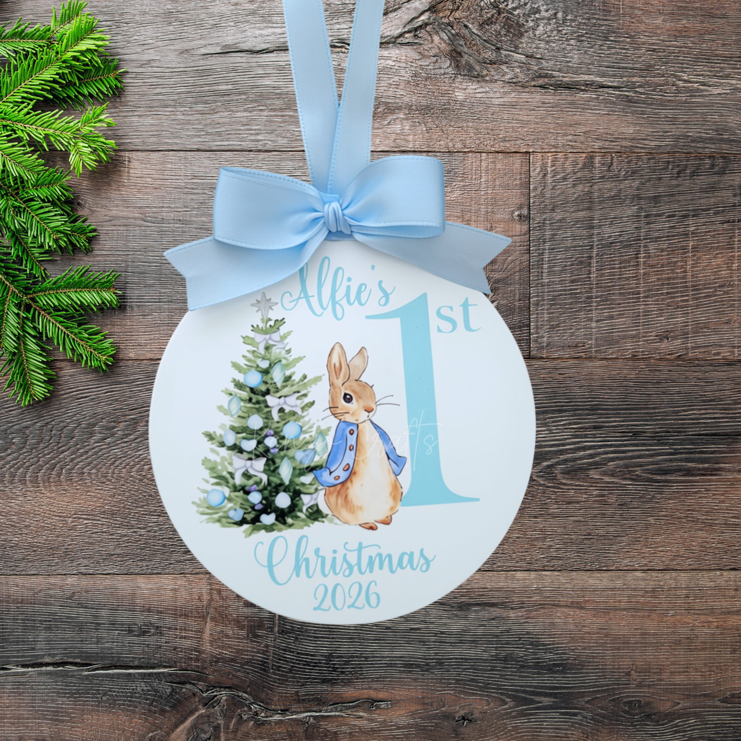 Personalised Baby's First Christmas Rabbit Bauble – Keepsake Decoration