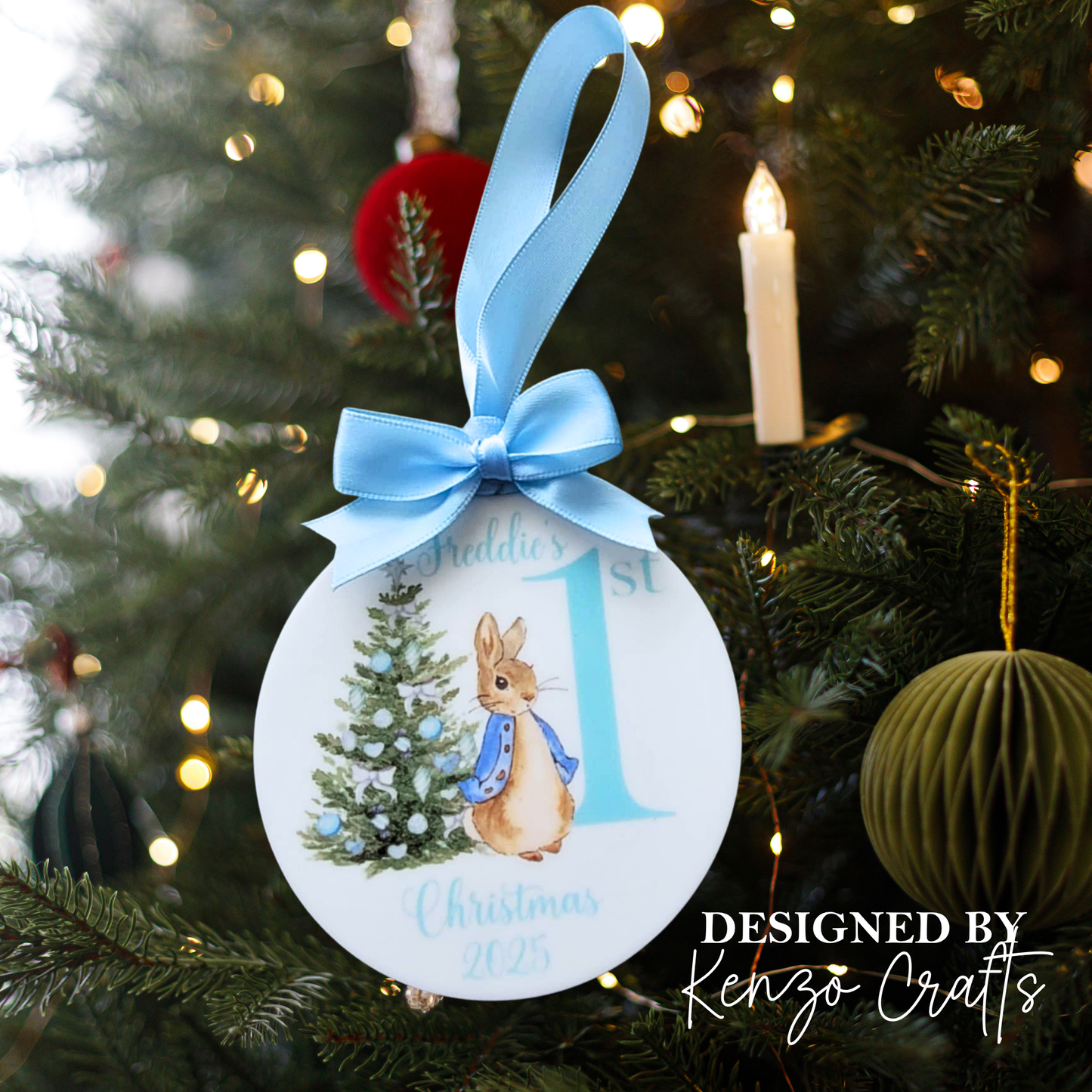 Personalised Baby's First Christmas Rabbit Bauble – Keepsake Decoration