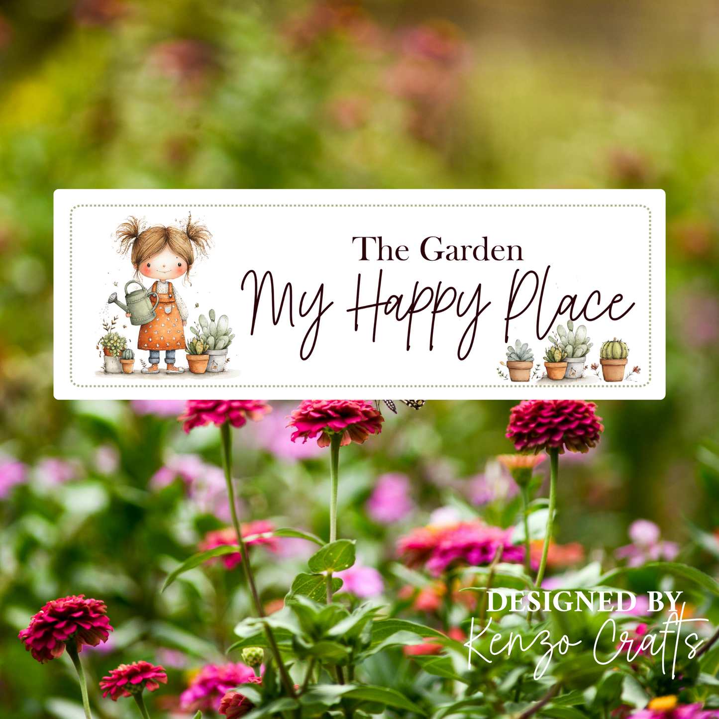 Personalised 'My Happy Place' Acrylic Garden Sign | Outdoor Plaque