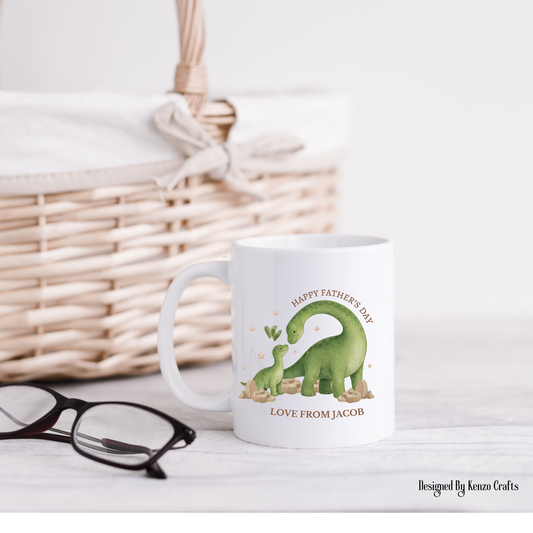 Personalised Father & Son Dinosaur Mug | Father's Day Gift for Dad