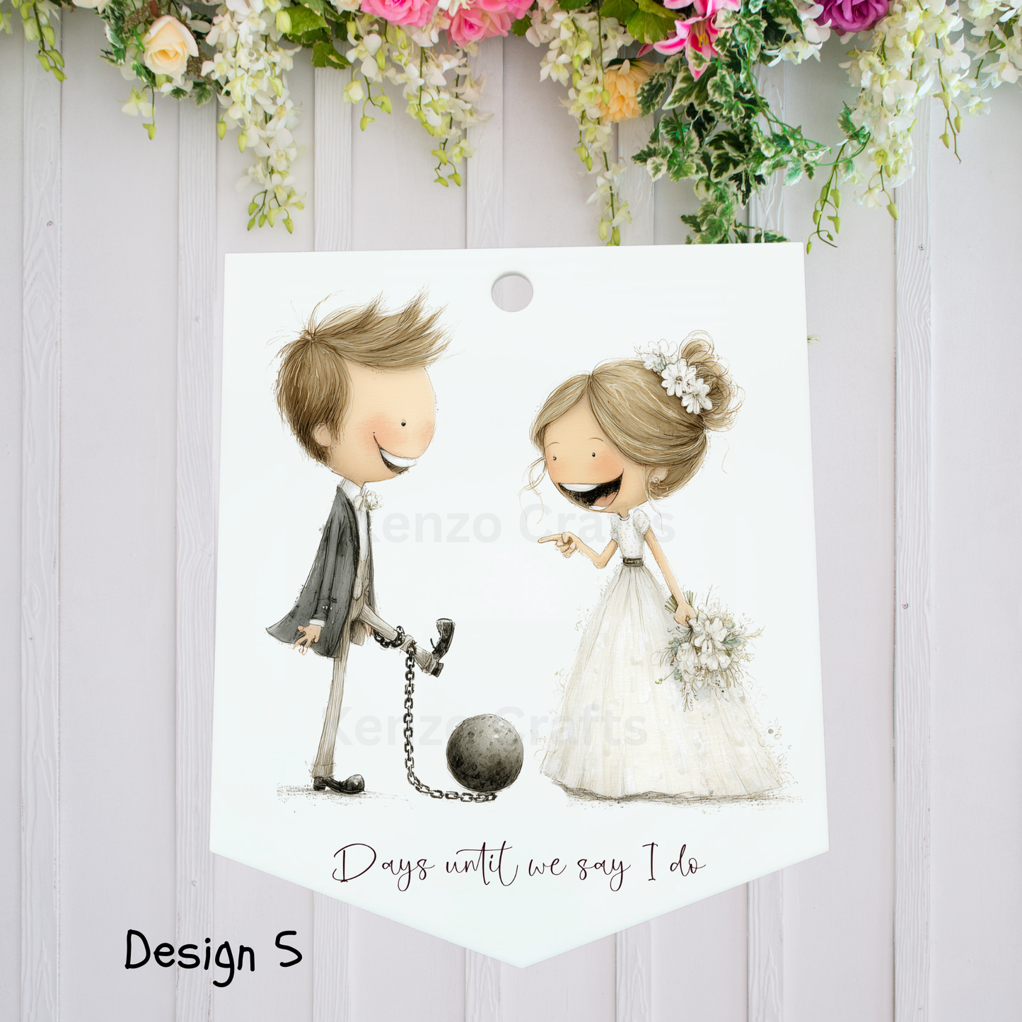 Personalised Wedding Countdown Sign with Pen — Acrylic Fridge Pennant