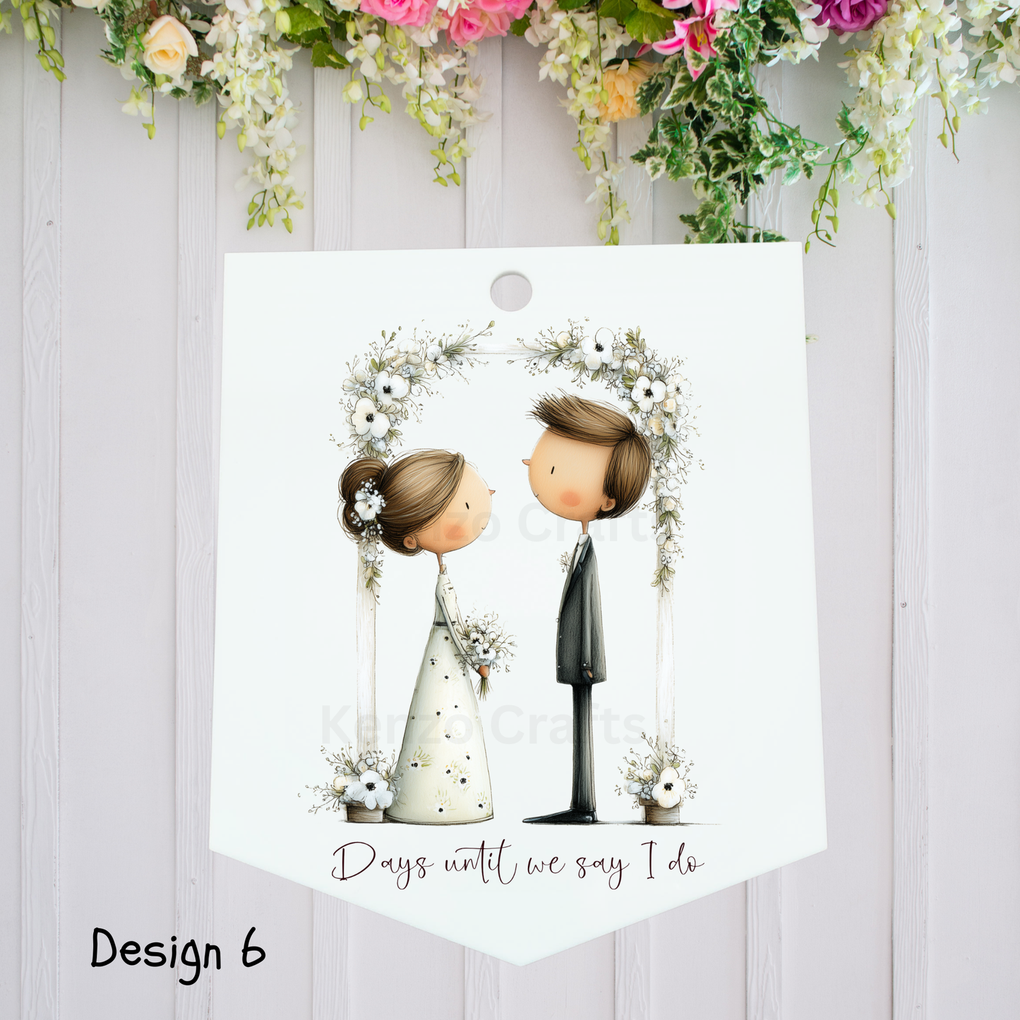 Personalised Wedding Countdown Sign with Pen — Acrylic Fridge Pennant