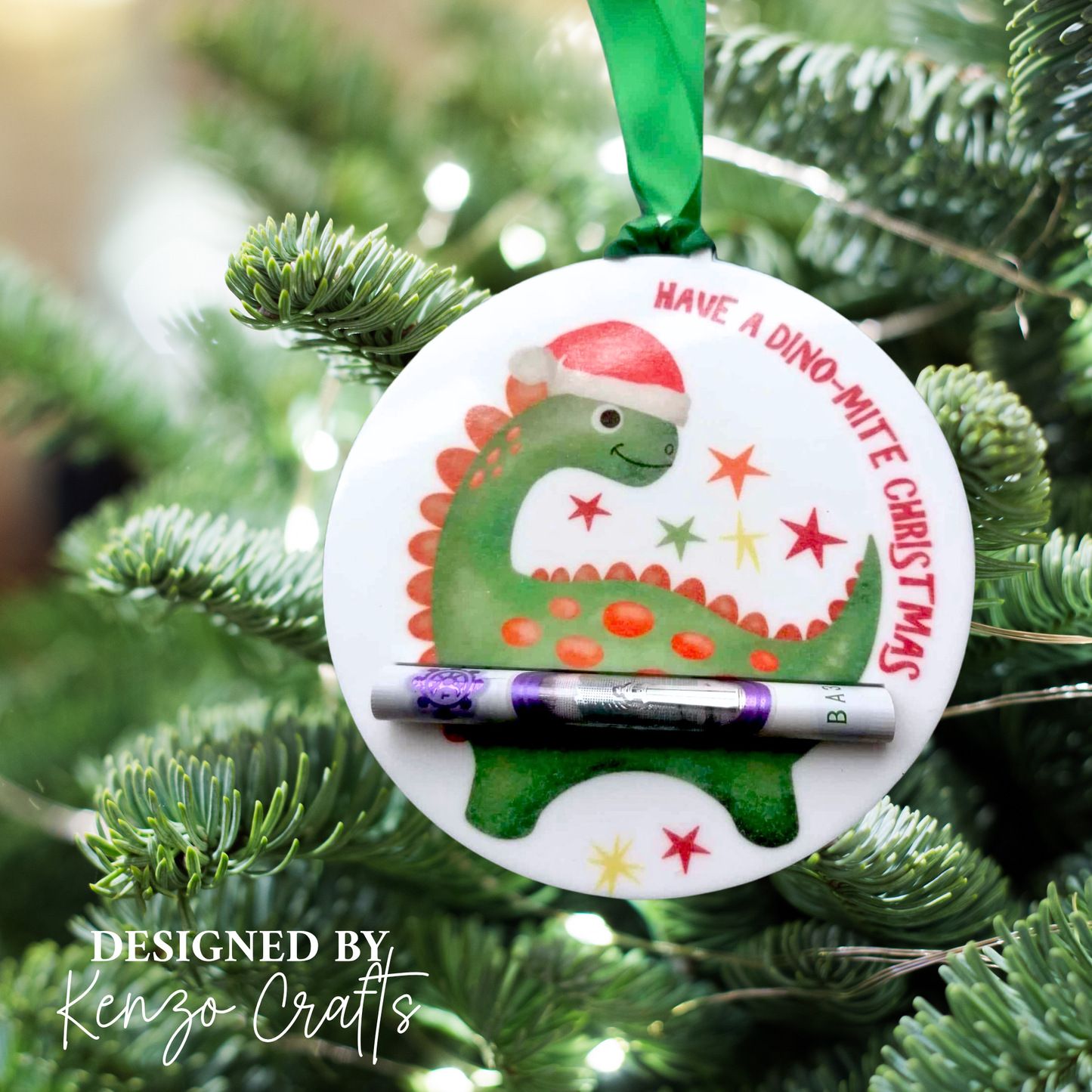 Personalised Dinosaur Money Bauble - Christmas Tree Decoration for Children
