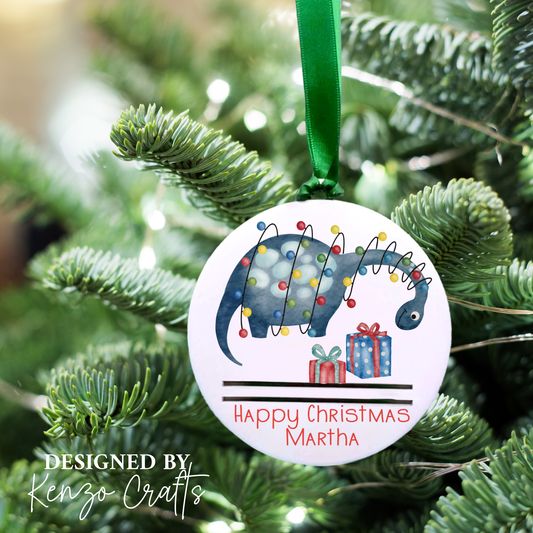 Personalised Dinosaur Money Bauble - Ornament For Children