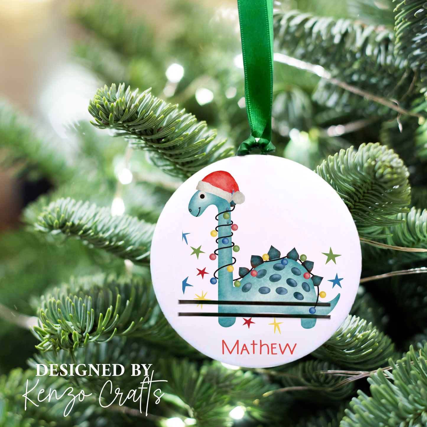Personalised Dinosaur Money Bauble - Christmas Tree Decoration for Children