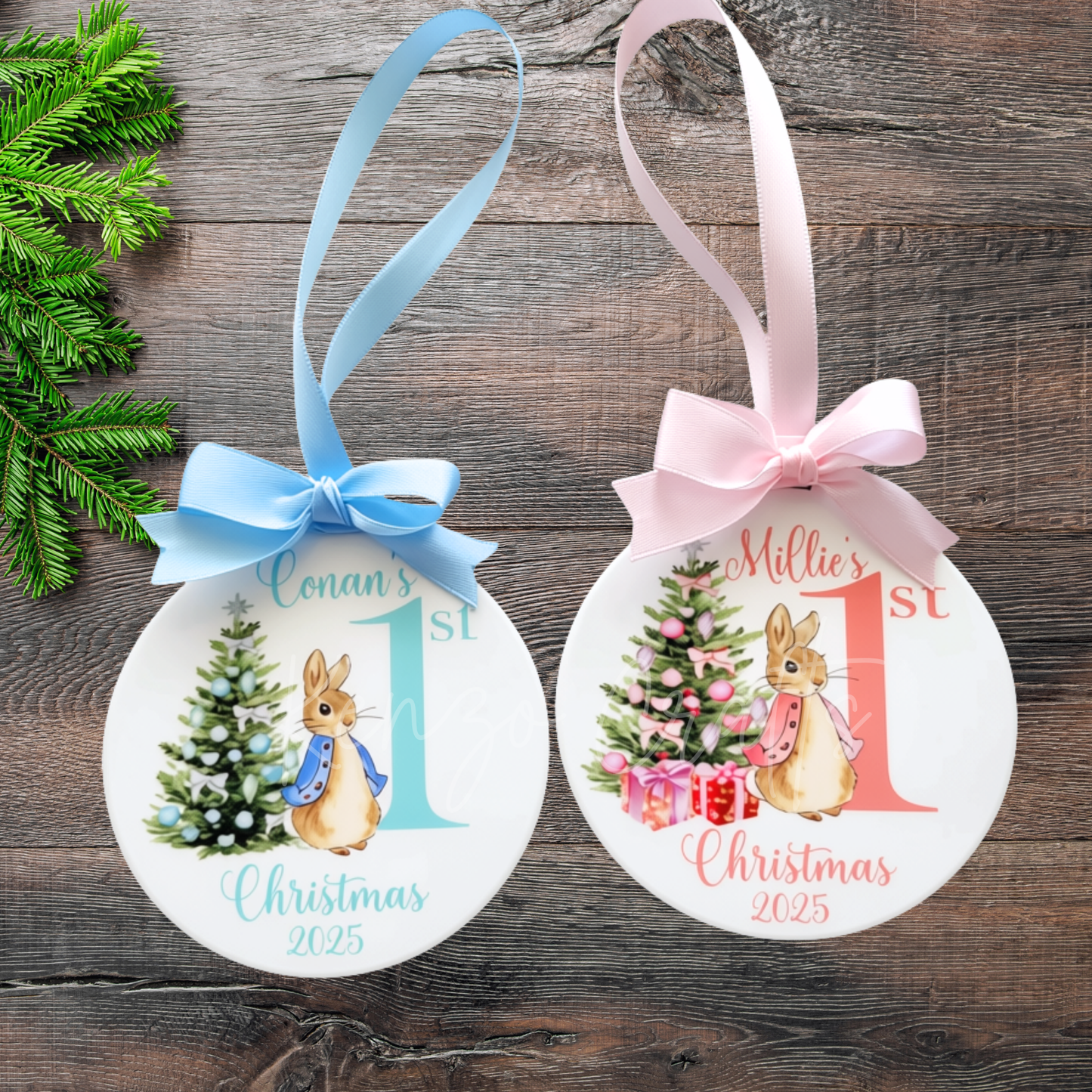 Personalised Baby's First Christmas Rabbit Bauble – Keepsake Decoration