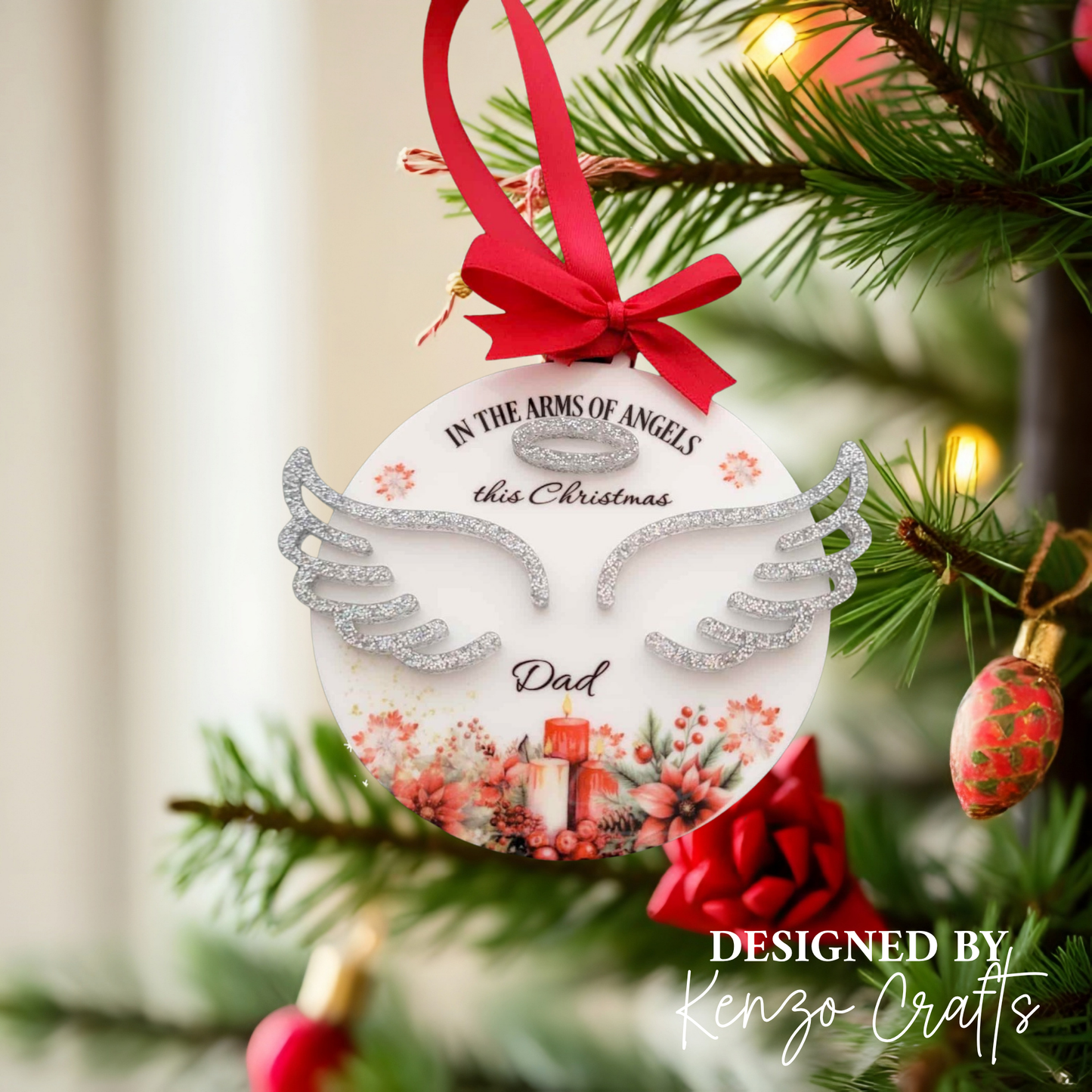 Personalised Memorial Hanging Decoration – Angel Wings Keepsake