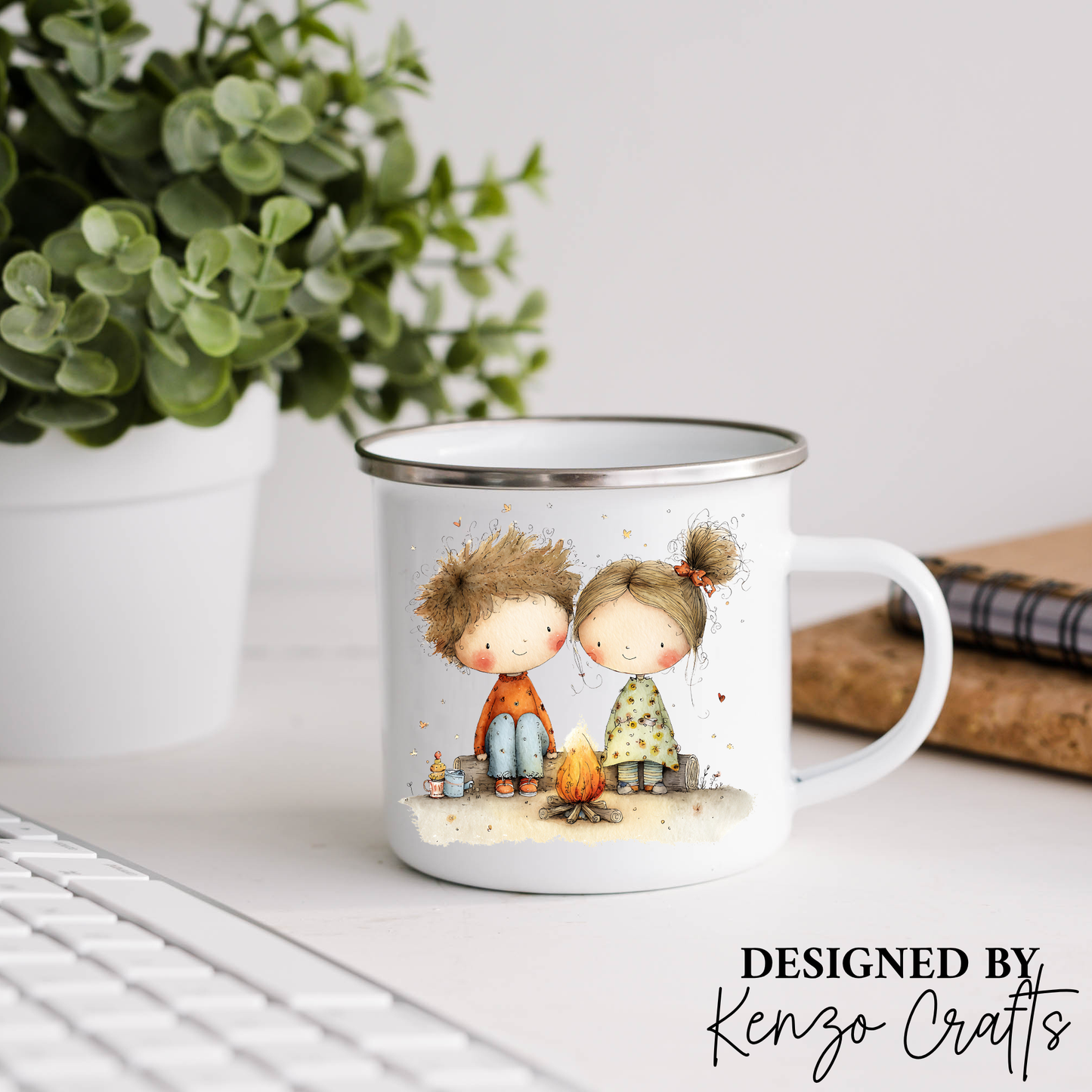 Personalised Kids Camping Mug – Enamel 11oz