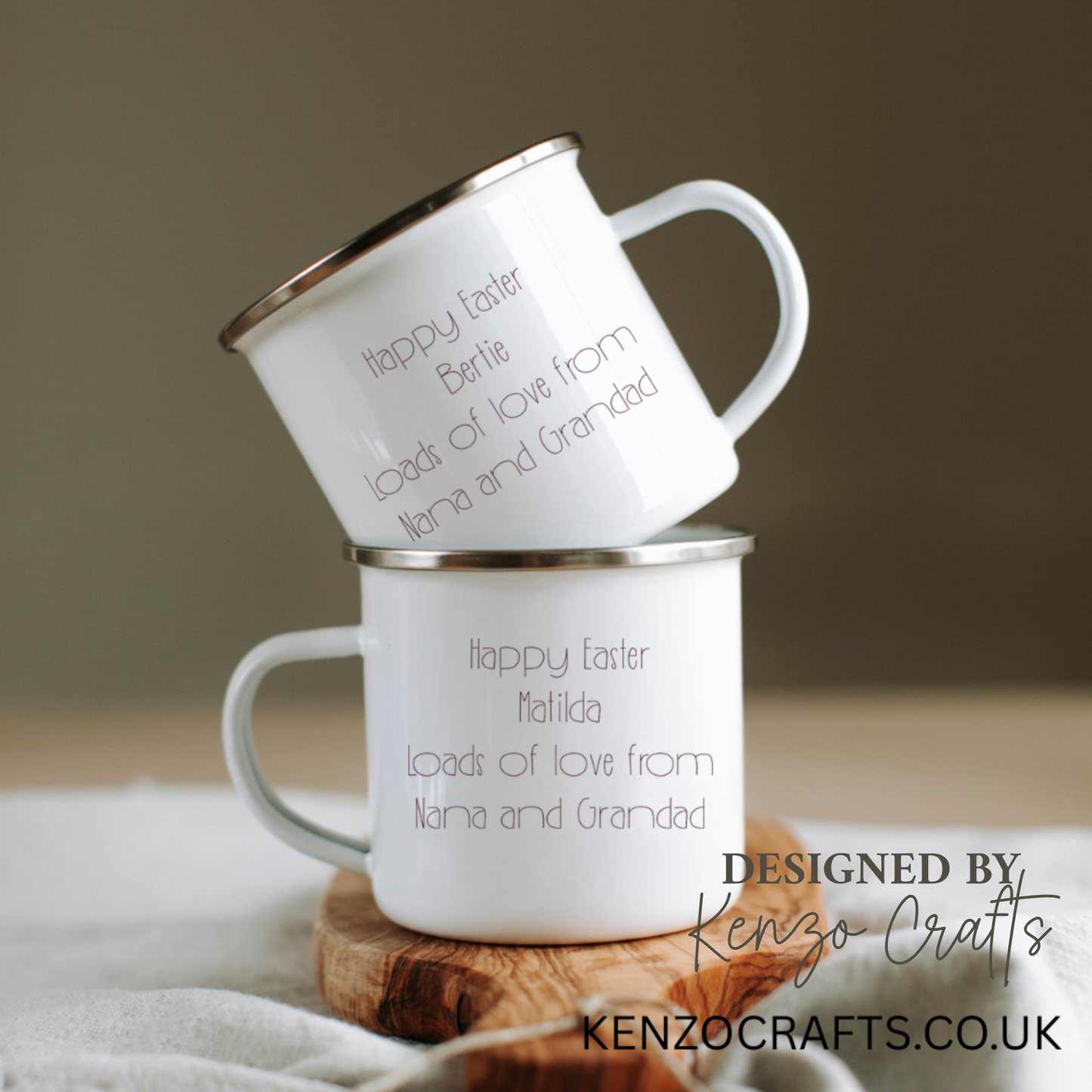 Personalised Easter Enamel Mug for Kids | Custom Name Gift