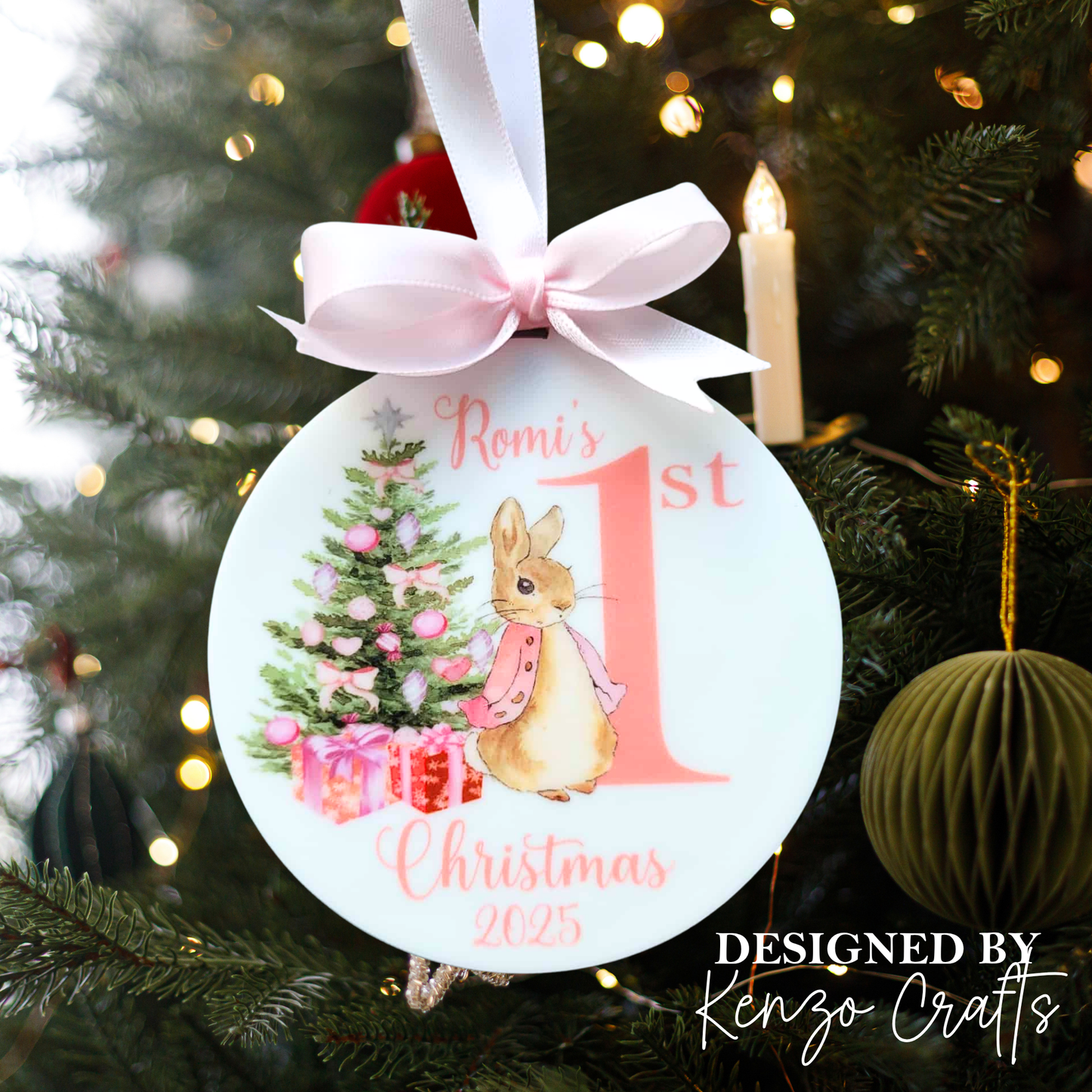 Personalised Baby's First Christmas Rabbit Bauble – Keepsake Decoration