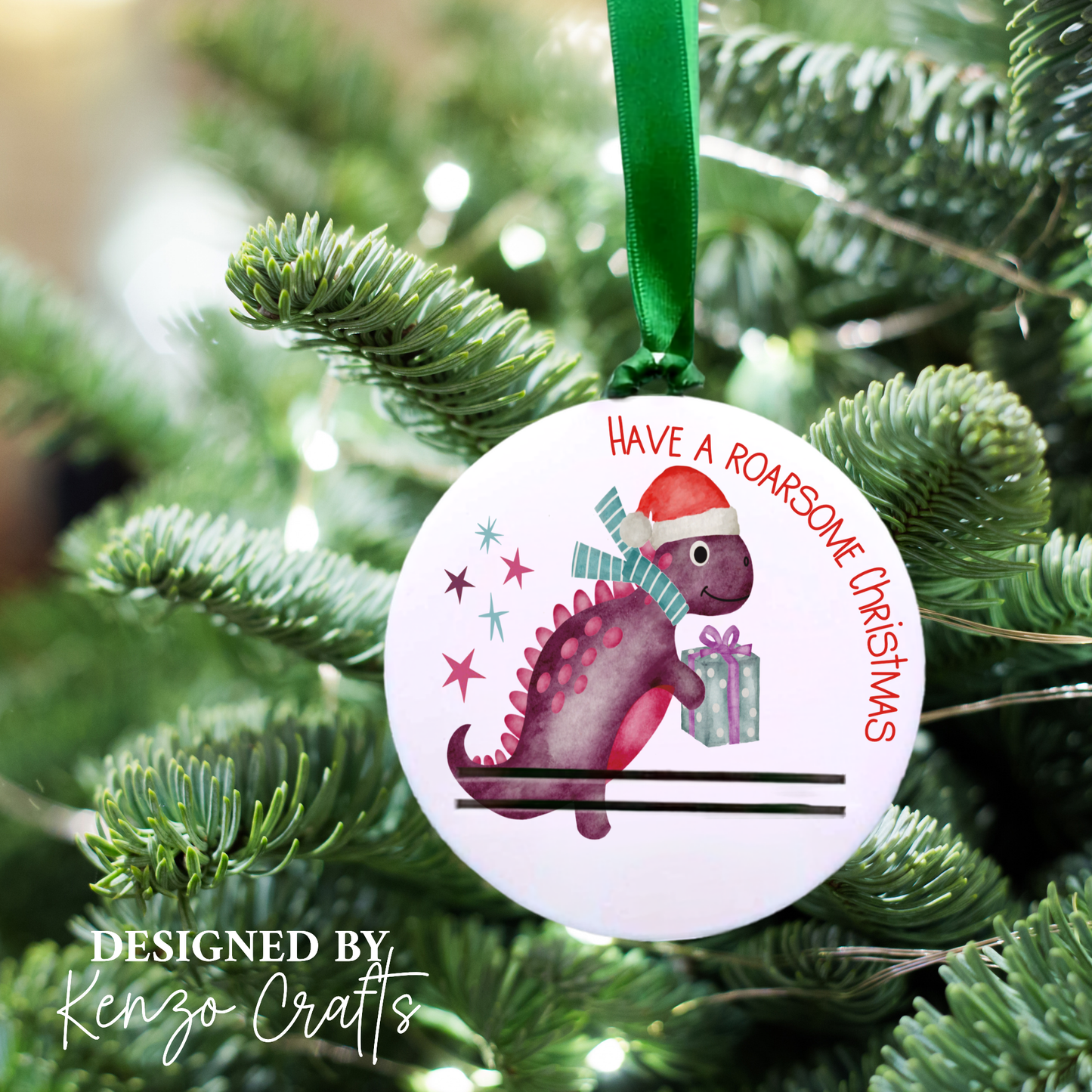 Personalised Dinosaur Money Bauble - Christmas Tree Decoration for Children