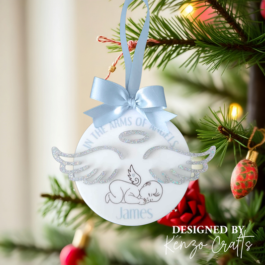 Personalised Baby Loss Memorial Hanging Decoration – Angel Wings Keepsake
