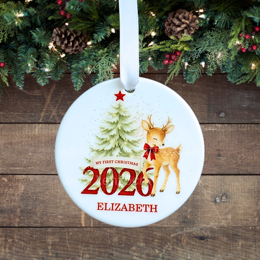 Personalised Baby’s First Christmas Ceramic Bauble