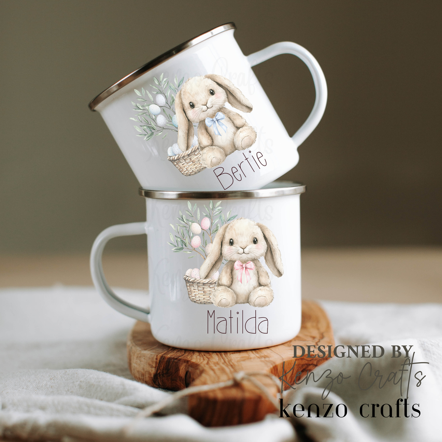 Personalised Easter Enamel Mug for Kids | Custom Name Gift