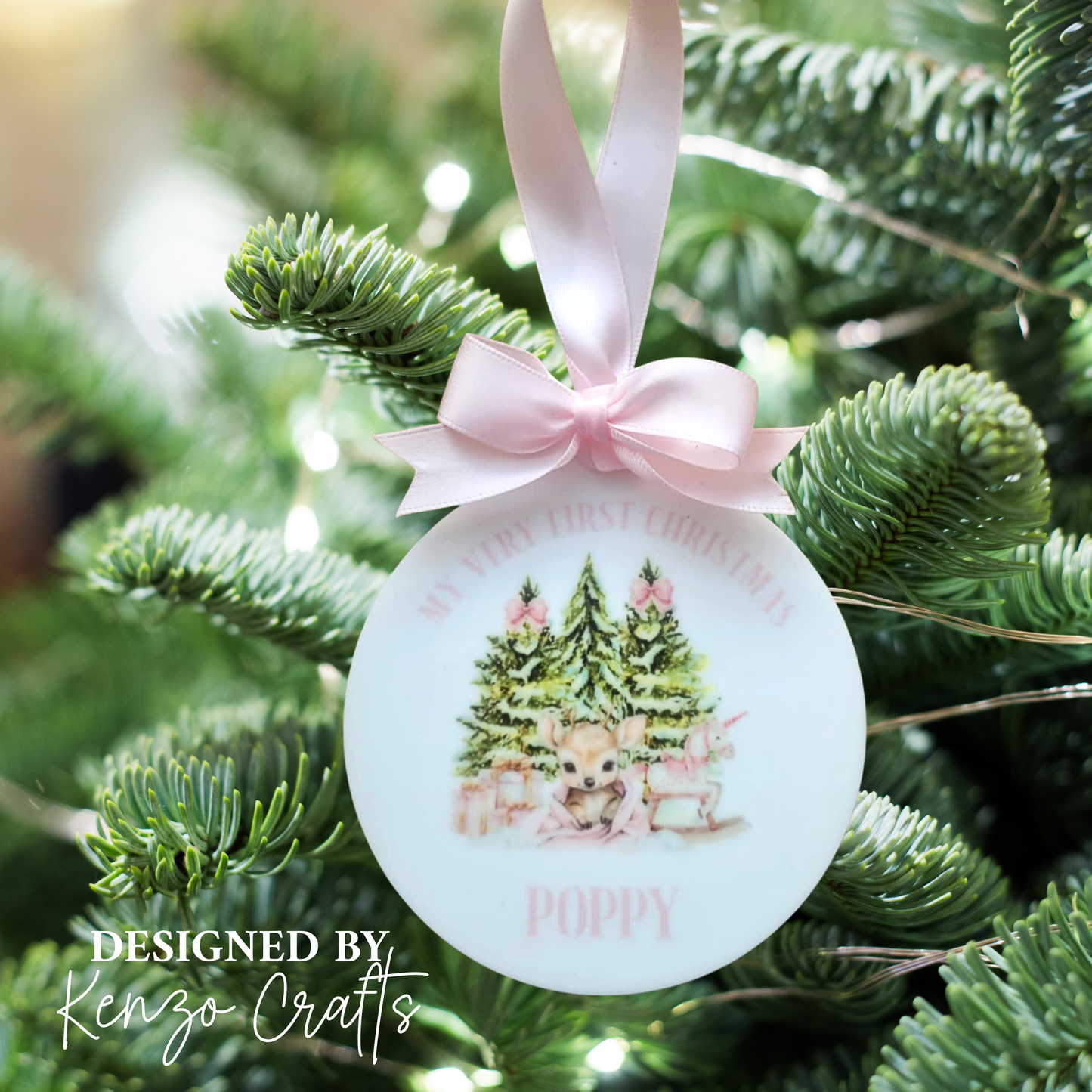 Personalised Baby's First Christmas Deer Tree Bauble | Baby Keepsake