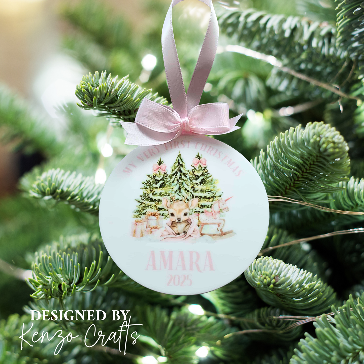 Personalised Baby's First Christmas Deer Tree Bauble | Baby Keepsake
