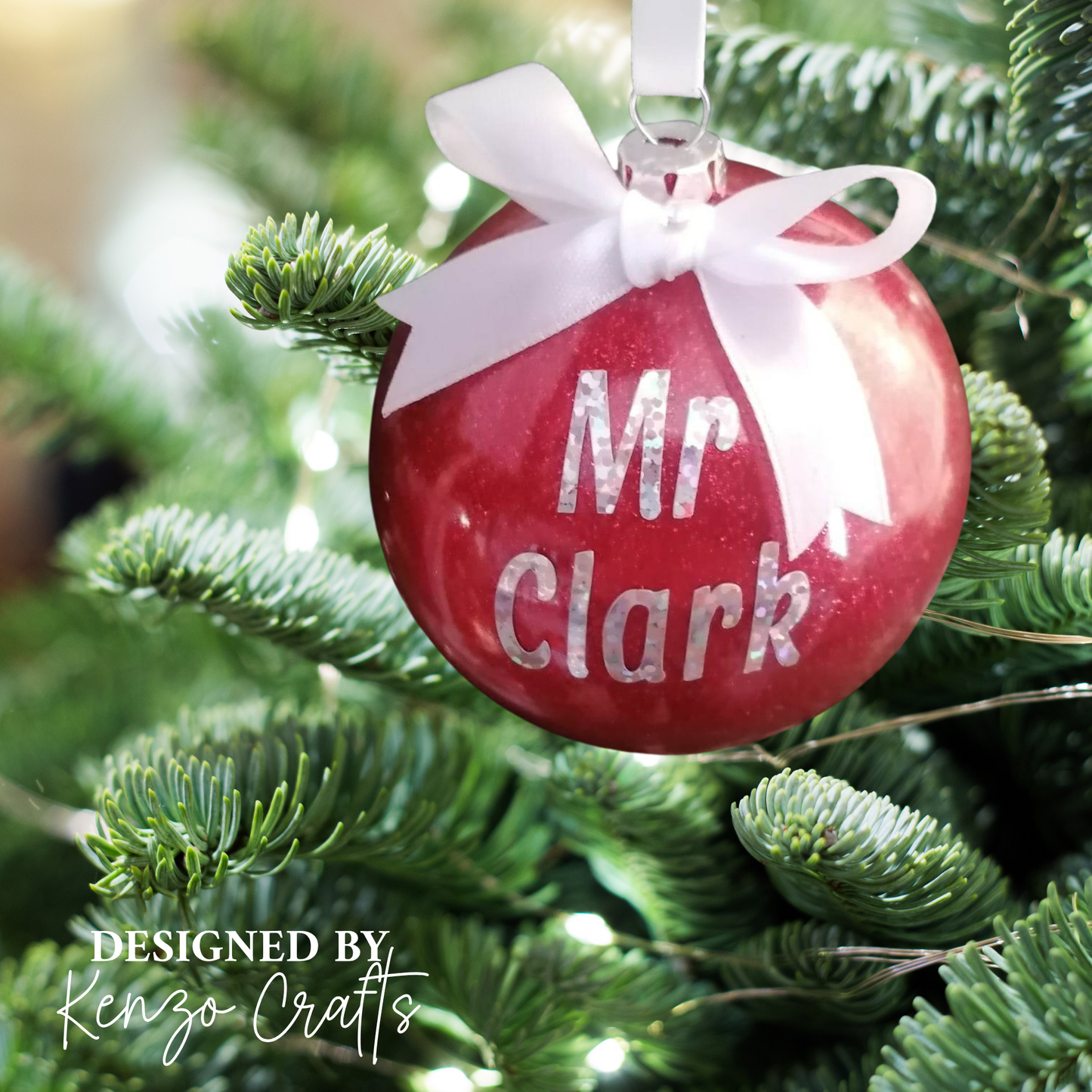 Personalised Christmas Bauble - Shatterproof Glitter Tree Decoration