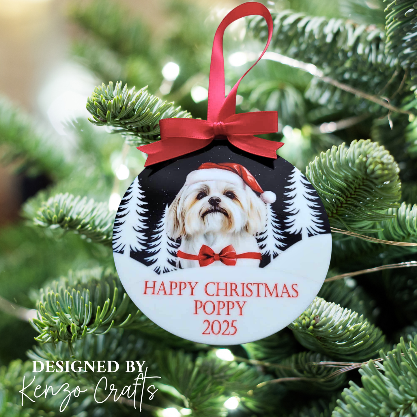 Personalised Dog Breed Acrylic Christmas Tree Bauble | 50+ Breeds | Custom Message