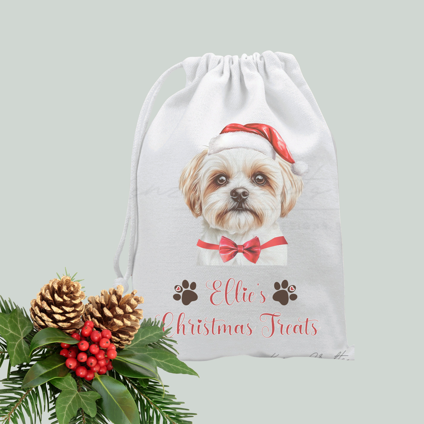 Personalised Dog Breed Christmas Treat Bag - 50+ Breeds Available