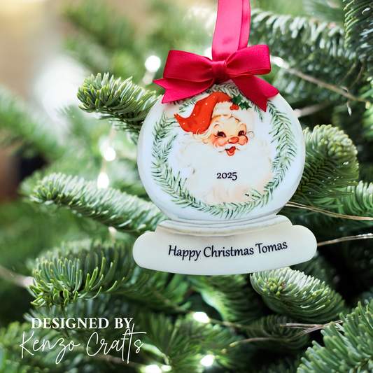 Personalised Snow Globe Christmas Bauble — Santa Keepsake