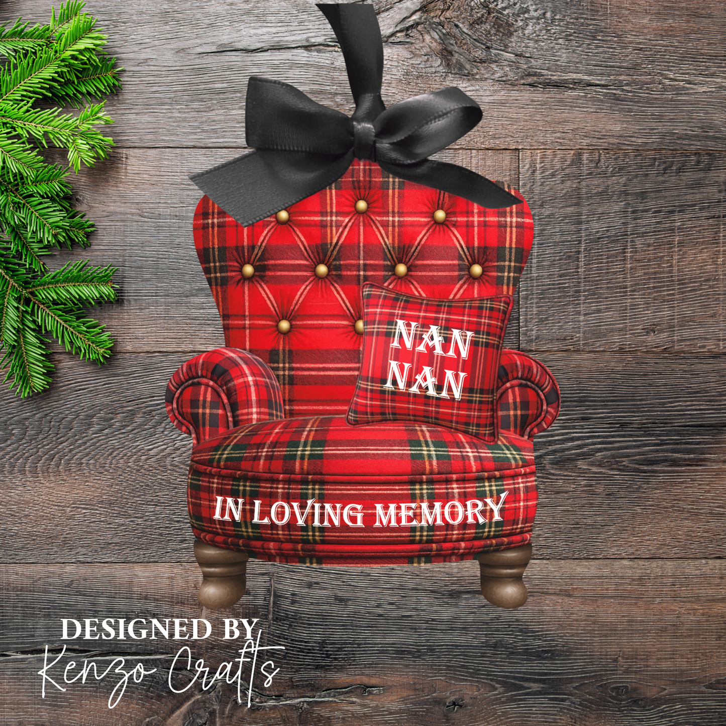 Personalised Christmas Photo Memorial Armchair Tree Decoration