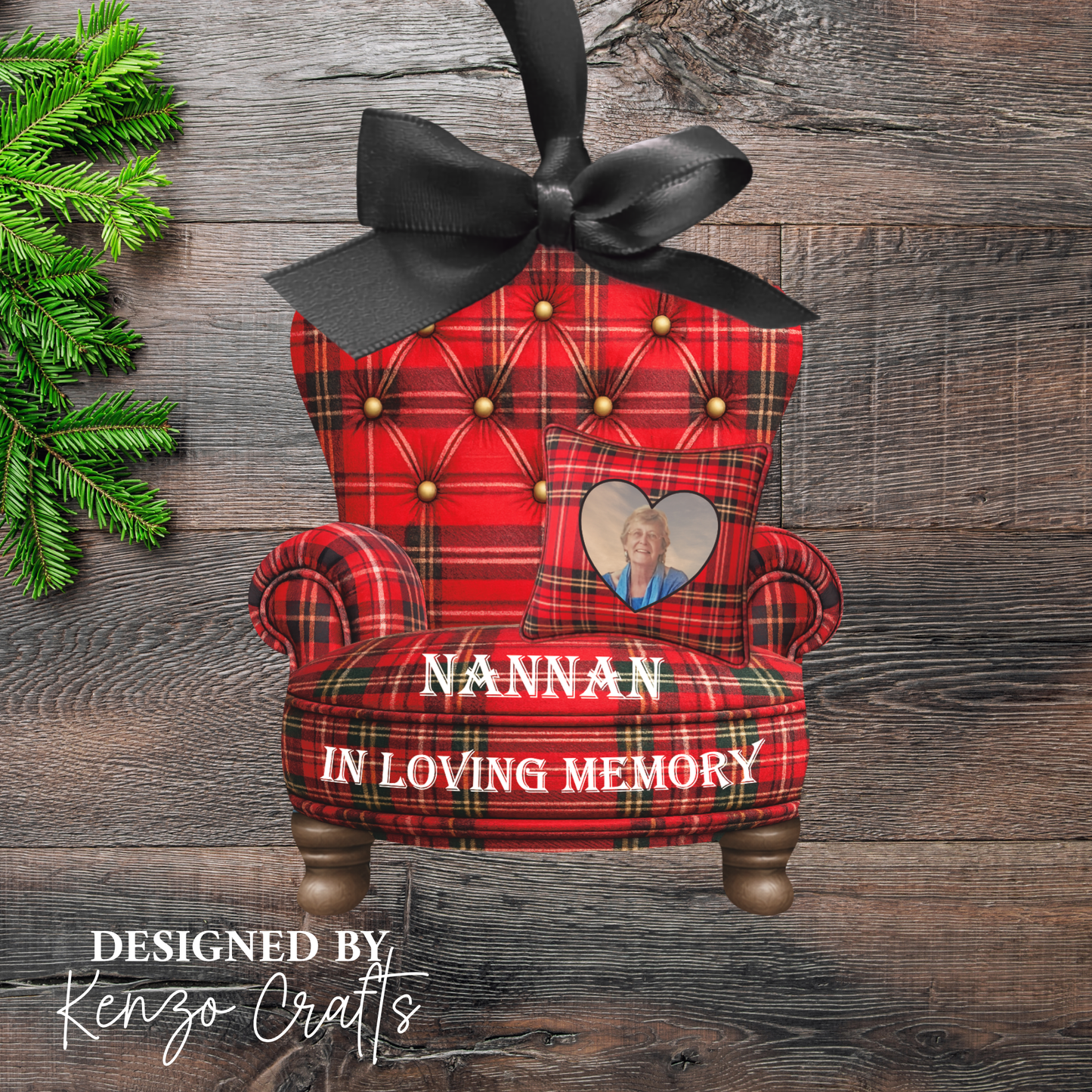 Personalised Christmas Photo Memorial Armchair Tree Decoration