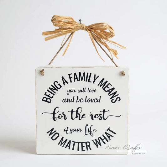 Handcrafted 'Family Means' Wooden Wall Plaque
