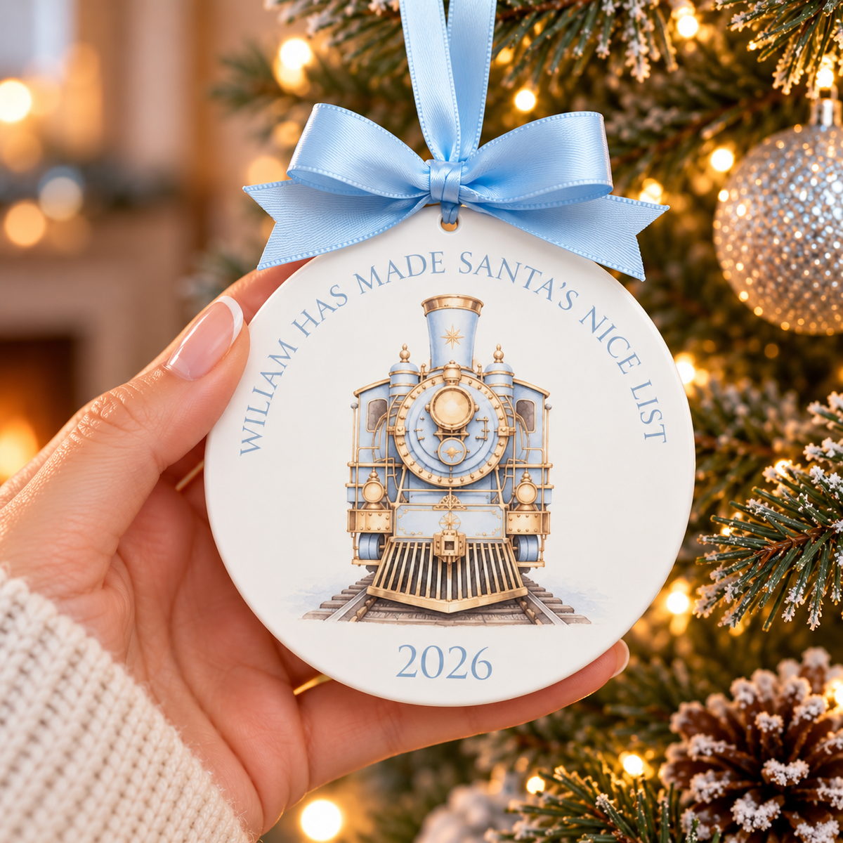 Personalised Nice List Certificate & Bauble Orient Express Bundle