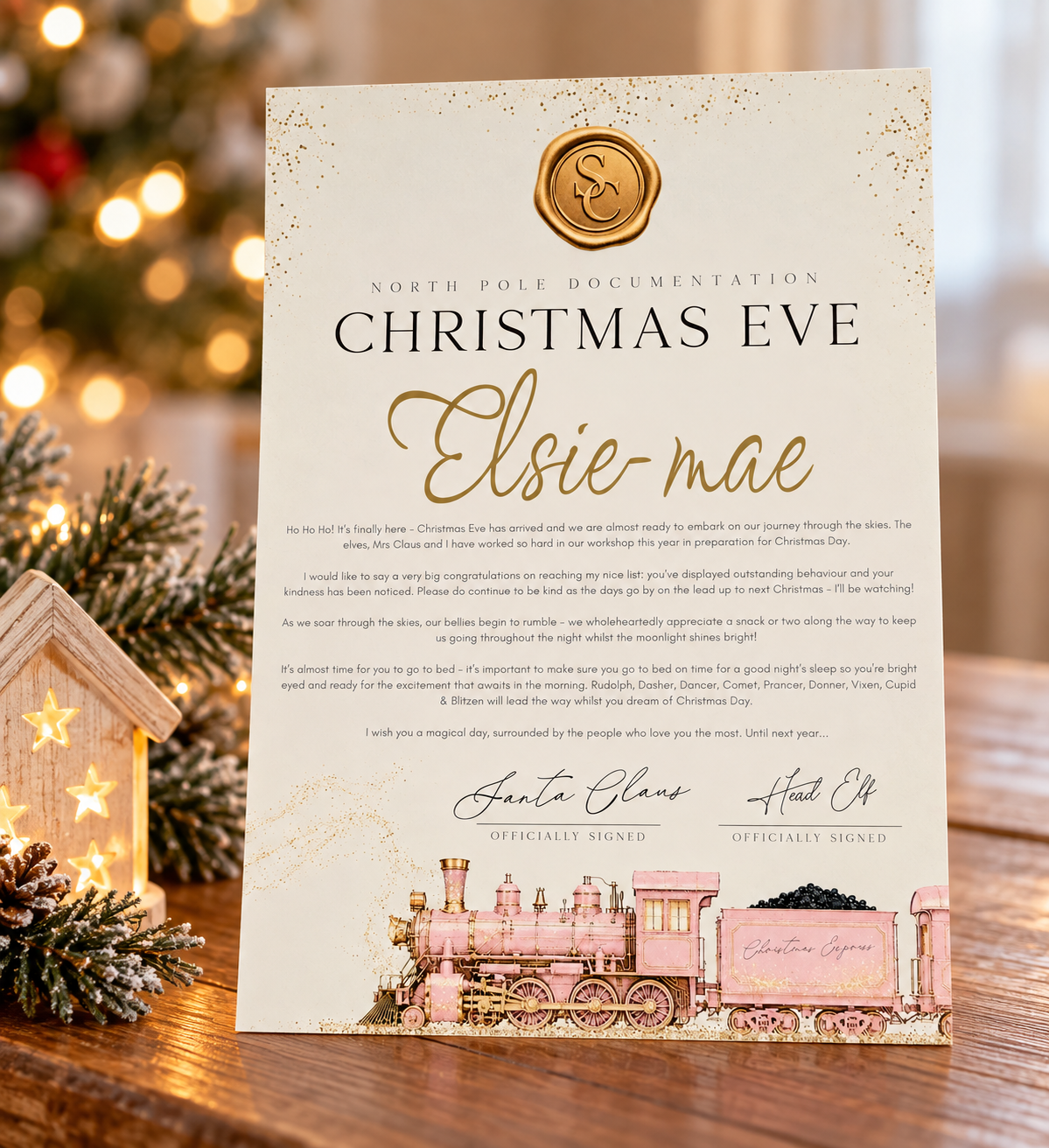 Personalised Nice List Certificate & Bauble Orient Express Bundle