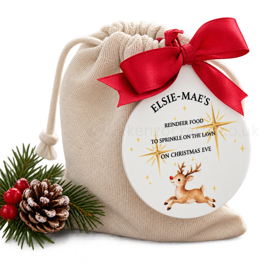 Personalised Magic Reindeer Food In A Reuseable Cotton Bag