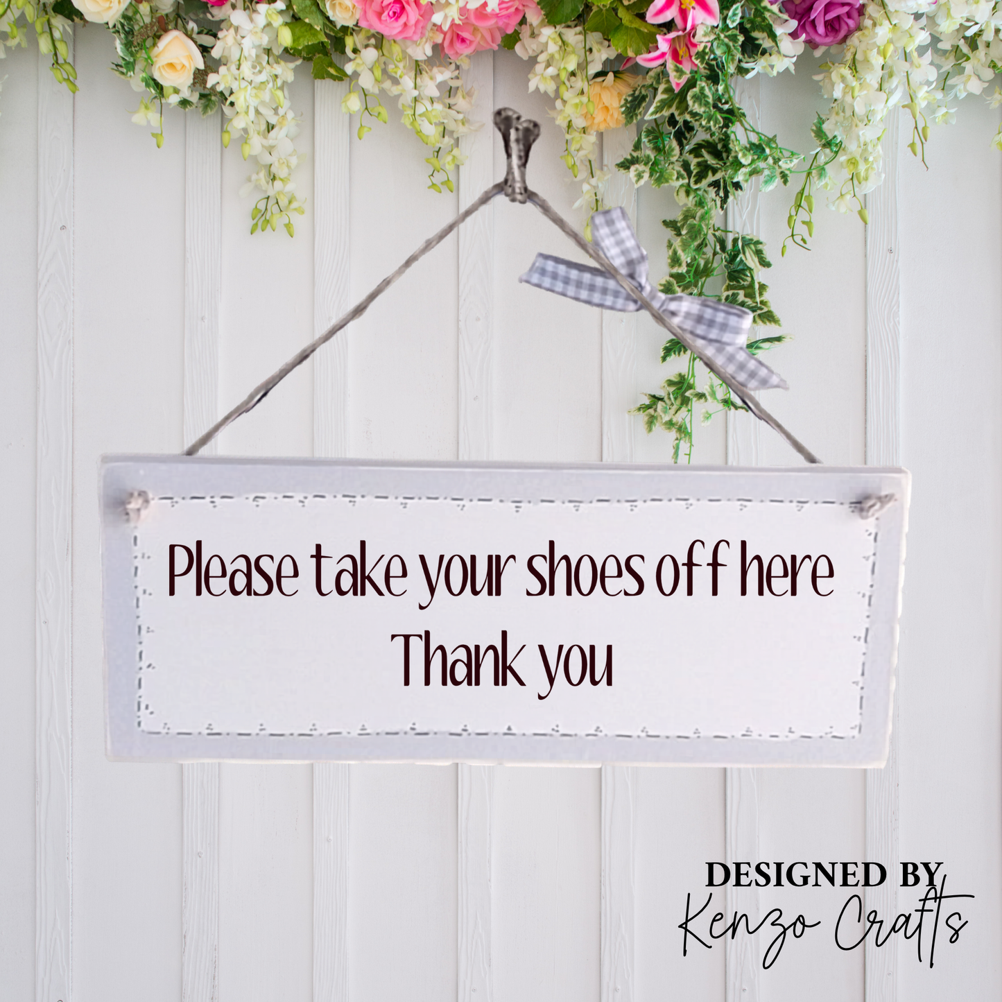 Handcrafted 'Remove Your Shoes' Wooden Hanging Plaque