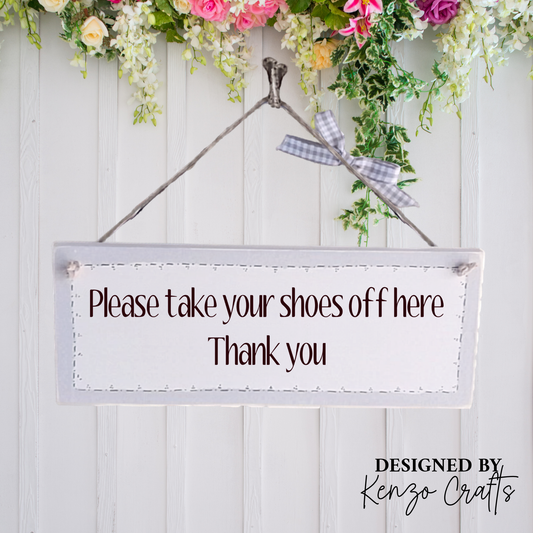 Handcrafted 'Remove Your Shoes' Wooden Hanging Plaque