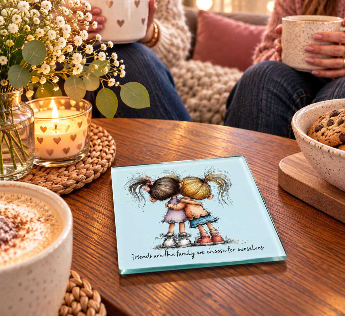 Glass Coasters Celebrating Friendship