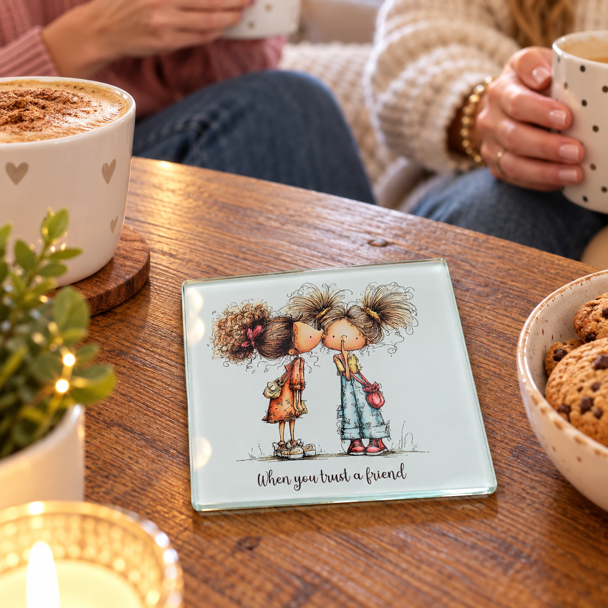 Glass Coasters Celebrating Friendship
