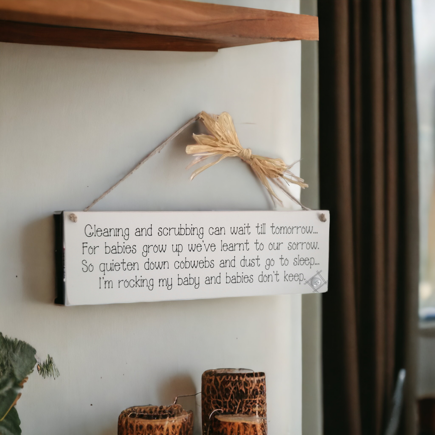 Handmade Baby Keepsake Plaque – ‘Cleaning & Scrubbing’ Poem Wall Hanging