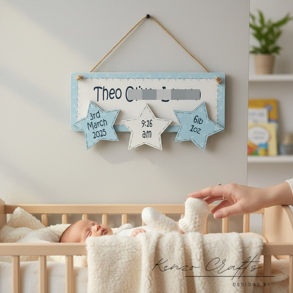 Personalised Baby Keepsake Plaque – Handmade Nursery Gift