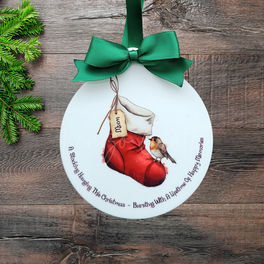 Personalised Empty Memorial Stocking Tree Bauble