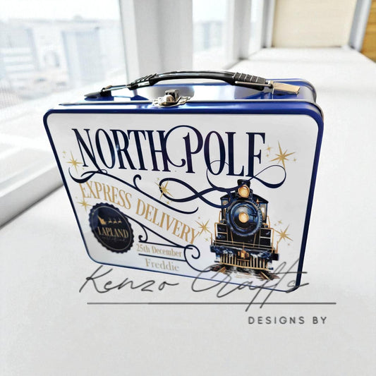 Personalised Polar Express Metal Lunch Box | Christmas Keepsake Tin