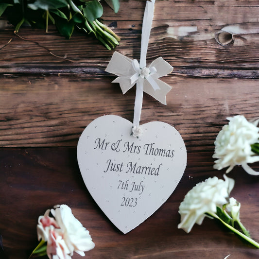 Personalised Wedding Keepsake Heart | Wooden Distressed Heart Gift