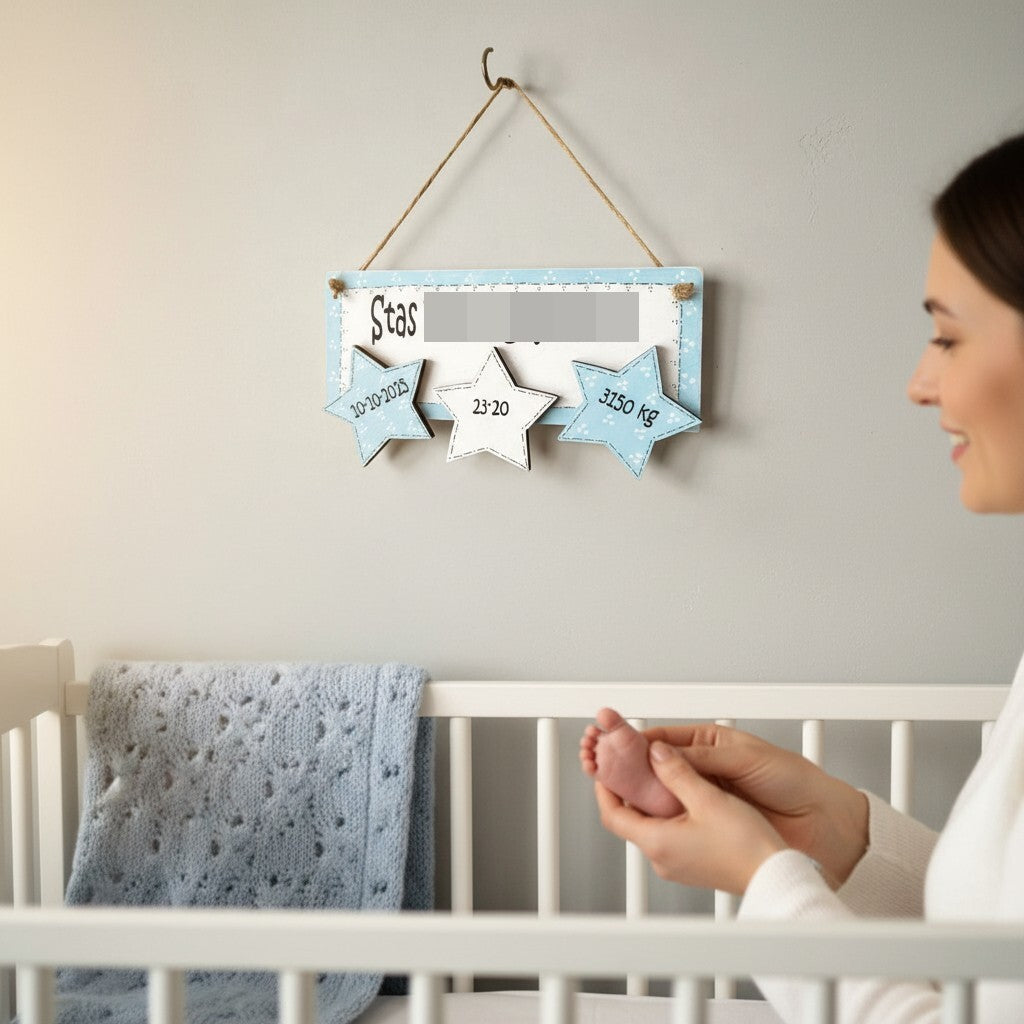 Personalised Baby Keepsake Plaque – Handmade Nursery Gift