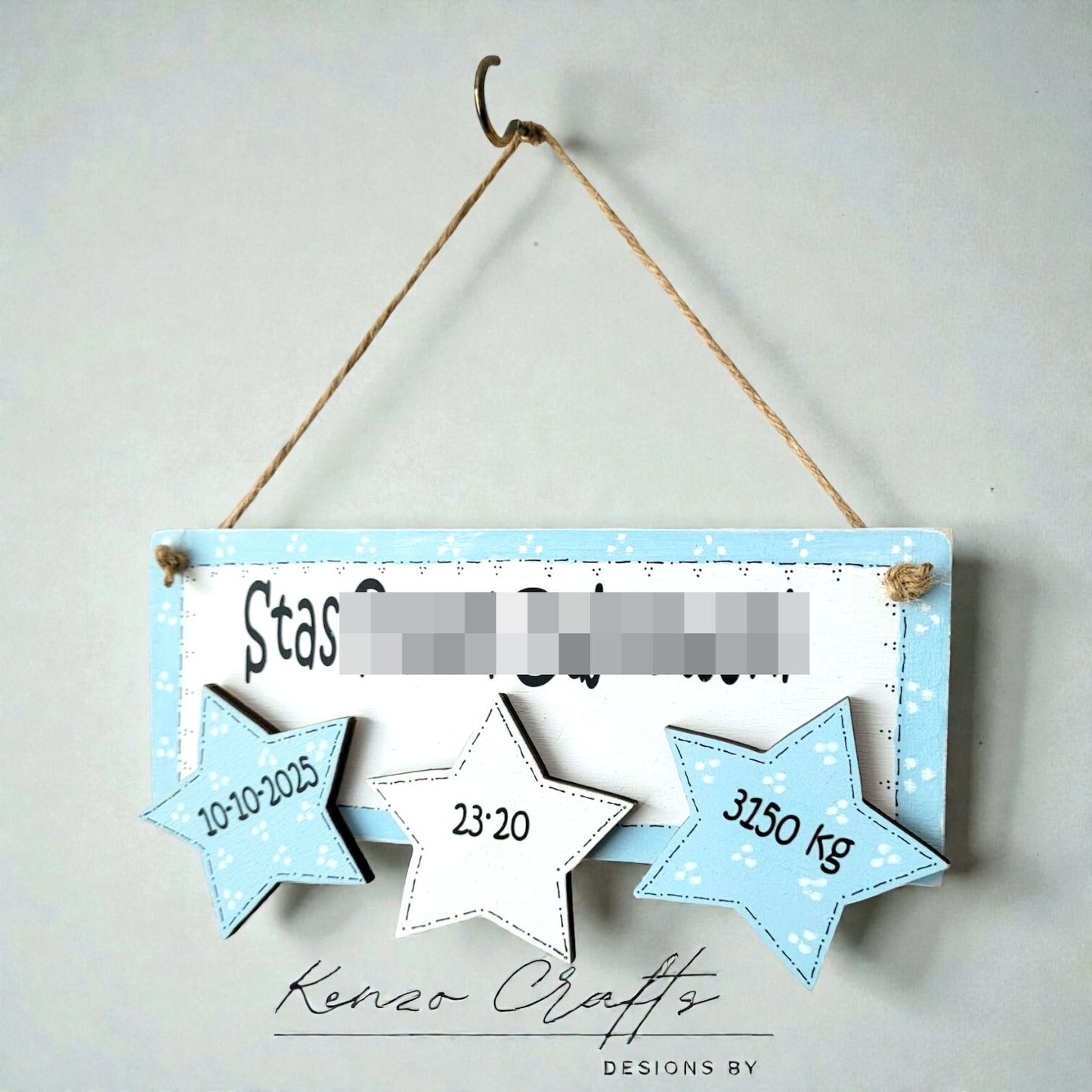 Personalised Baby Keepsake Plaque – Handmade Nursery Gift