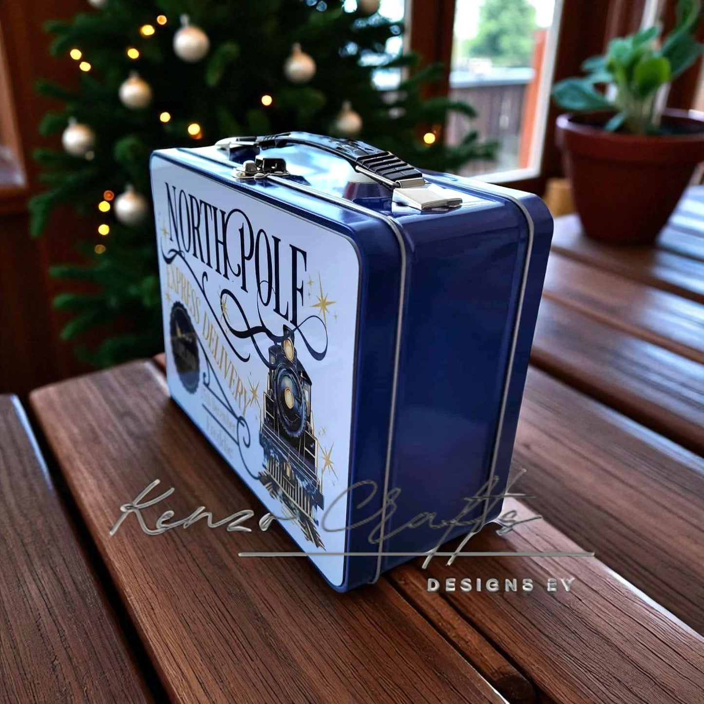Personalised Polar Express Metal Lunch Box | Christmas Keepsake Tin