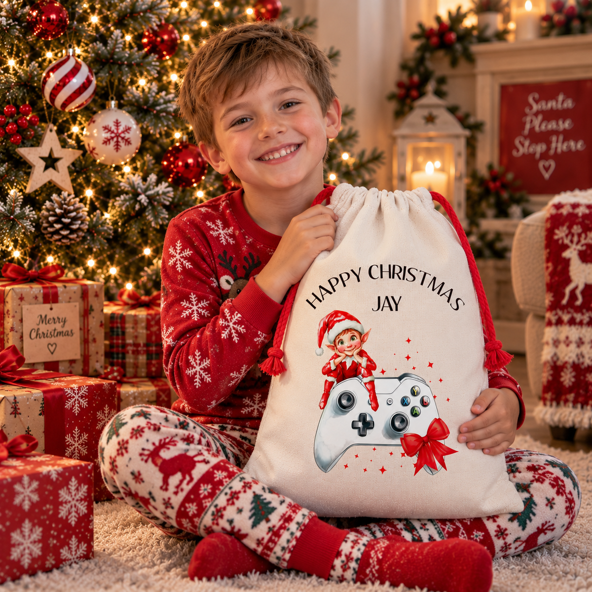 Personalised Gamer Christmas Drawstring Bag | Gift for Gamers