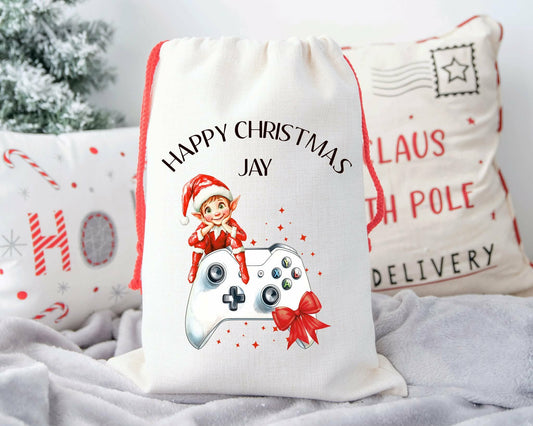 Personalised Gamer Christmas Drawstring Bag | Gift for Gamers