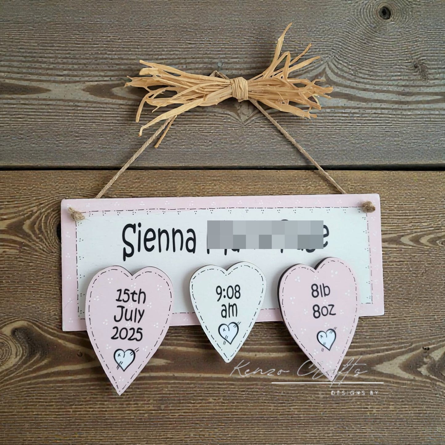 Personalised Baby Keepsake Plaque – Handmade Nursery Gift