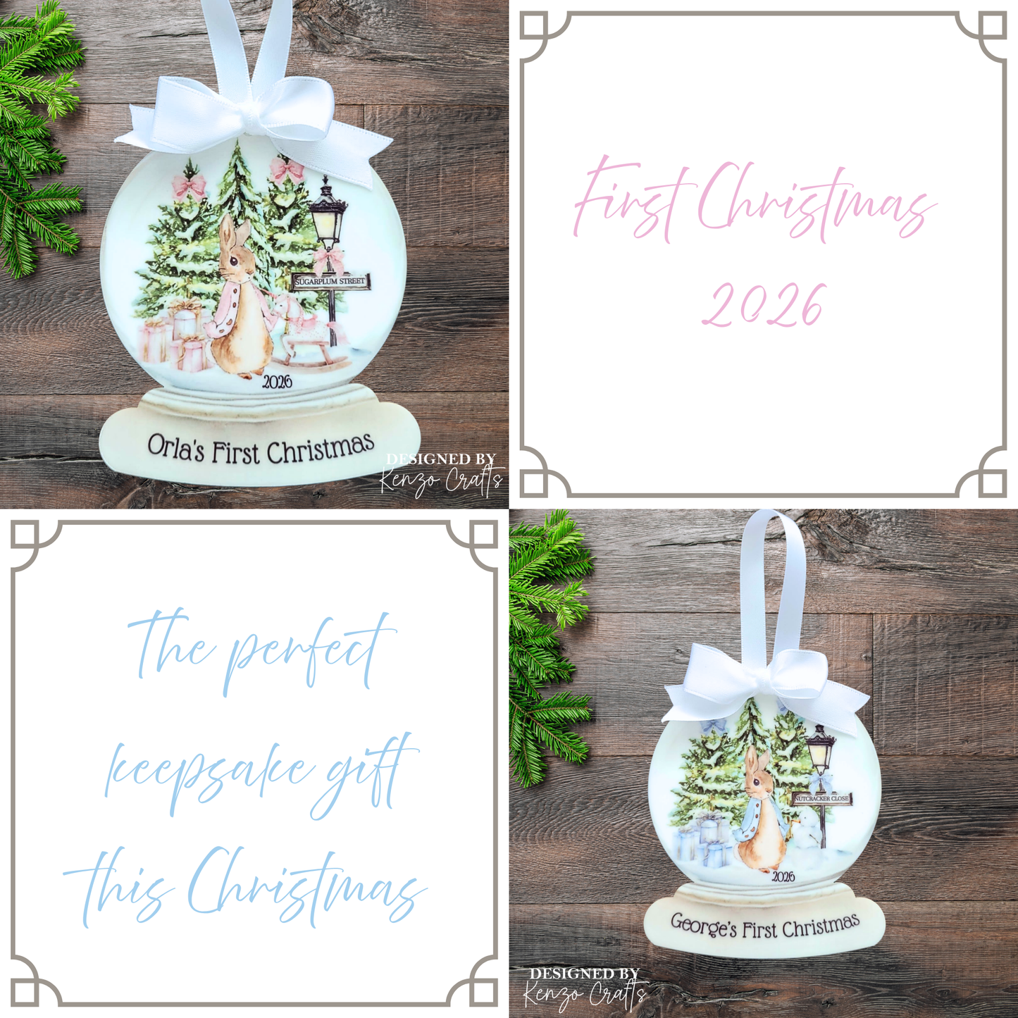 Personalised Baby's 1st Christmas Peter Rabbit Ornament