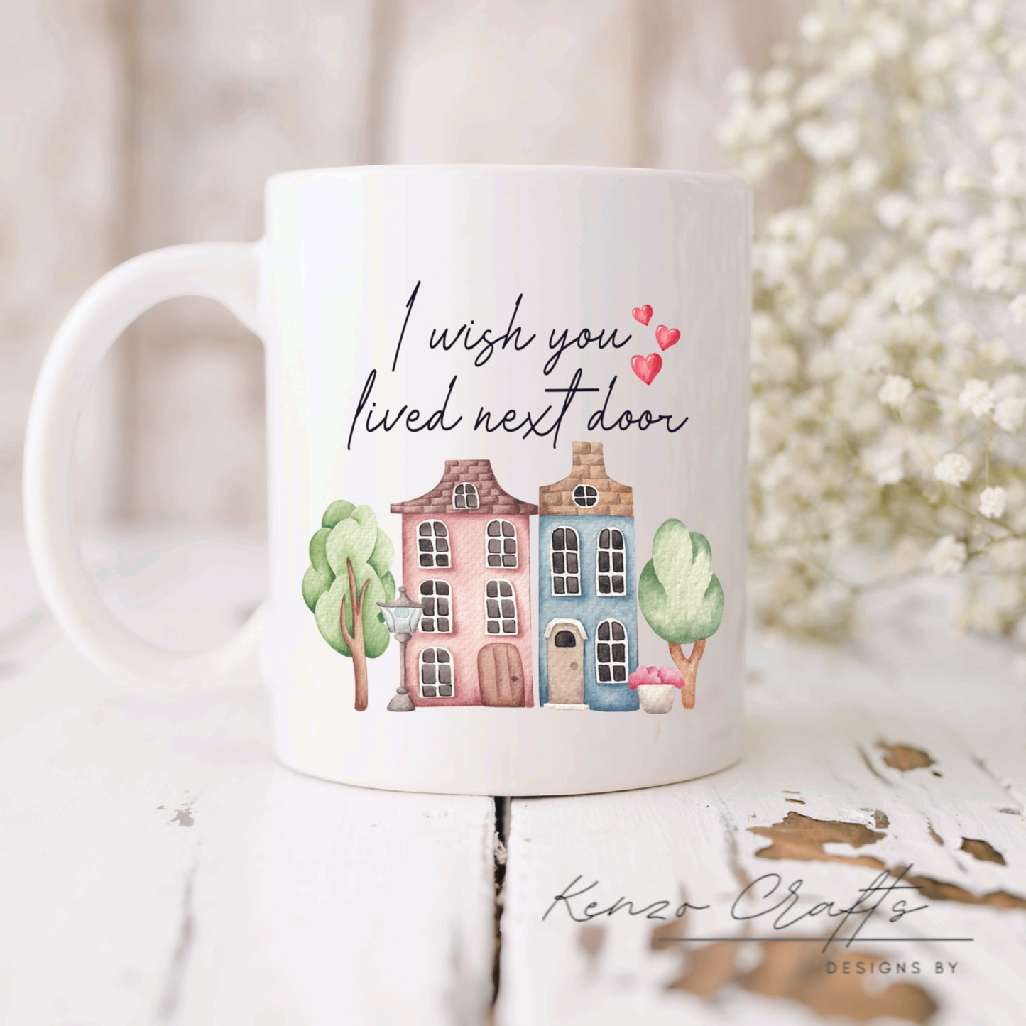 Personalised 'I Wish You Lived Next Door' Friendship Mug Gift