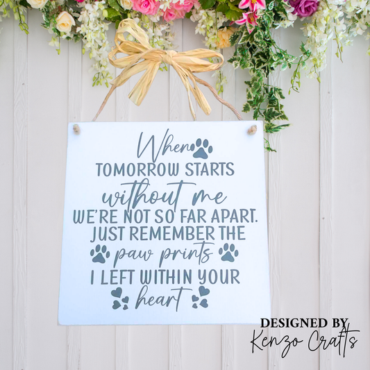 Pet Memorial Plaque - Pawprints Poem Keepsake Gift
